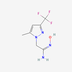 molecular formula C7H9F3N4O B11724877 (Z)-N'-hydroxy-2-[5-methyl-3-(trifluoromethyl)-1H-pyrazol-1-yl]ethanimidamide 