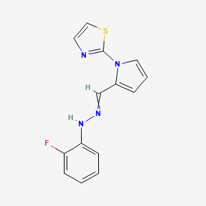 molecular formula C14H11FN4S B11725057 2-(2-{[2-(2-fluorophenyl)hydrazin-1-ylidene]methyl}-1H-pyrrol-1-yl)-1,3-thiazole 