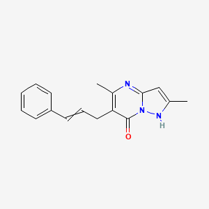 molecular formula C17H17N3O B11725101 2,5-dimethyl-6-(3-phenylprop-2-en-1-yl)-1H,7H-pyrazolo[1,5-a]pyrimidin-7-one 