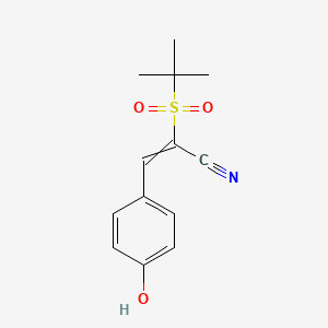 molecular formula C13H15NO3S B11725181 3-(4-Hydroxyphenyl)-2-(2-methylpropane-2-sulfonyl)prop-2-enenitrile 