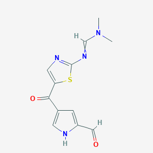 molecular formula C12H12N4O2S B11725211 N'-[5-(5-formyl-1H-pyrrole-3-carbonyl)-1,3-thiazol-2-yl]-N,N-dimethylmethanimidamide 