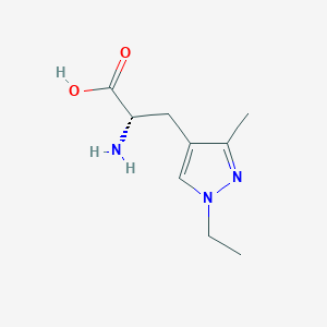 molecular formula C9H15N3O2 B11725220 (2S)-2-amino-3-(1-ethyl-3-methyl-1H-pyrazol-4-yl)propanoic acid 