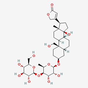 molecular formula Al2Te3 B1172523 3-[(3S,5R,8R,9S,10R,13R,14S,17R)-3-[(2R,3R,4S,5R,6R)-3,4-dihydroxy-6-methyl-5-[(2S,3R,4S,5S,6R)-3,4,5-trihydroxy-6-(hydroxymethyl)oxan-2-yl]oxyoxan-2-yl]oxy-14-hydroxy-10-(hydroxymethyl)-13-methyl-1,2,3,4,5,6,7,8,9,11,12,15,16,17-tetradecahydrocyclopenta[a]phenanthren-17-yl]-2H-furan-5-one CAS No. 13428-83-6