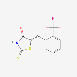 molecular formula C11H6F3NOS2 B11725333 2-Sulfanylidene-5-{[2-(trifluoromethyl)phenyl]methylidene}-1,3-thiazolidin-4-one 