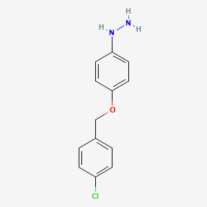 molecular formula C13H13ClN2O B11725350 {4-[(4-Chlorobenzyl)oxy]phenyl}hydrazine 