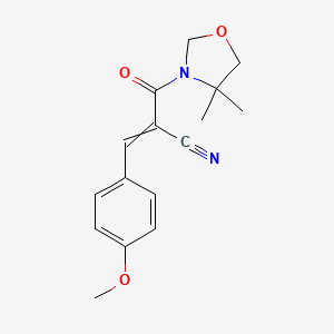 2-(4,4-Dimethyl-1,3-oxazolidine-3-carbonyl)-3-(4-methoxyphenyl)prop-2-enenitrile