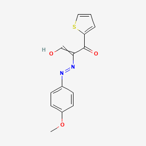 molecular formula C14H12N2O3S B11725487 3-Hydroxy-2-[(4-methoxyphenyl)diazenyl]-1-thiophen-2-ylprop-2-en-1-one 