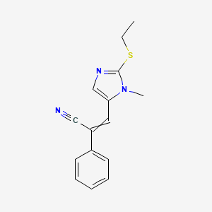 molecular formula C15H15N3S B11725493 3-[2-(ethylsulfanyl)-1-methyl-1H-imidazol-5-yl]-2-phenylprop-2-enenitrile 