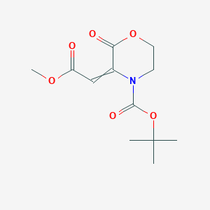 molecular formula C12H17NO6 B11725584 Tert-butyl 3-(2-methoxy-2-oxoethylidene)-2-oxomorpholine-4-carboxylate 