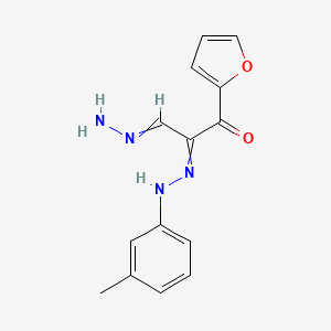 molecular formula C14H14N4O2 B11725687 1-(Furan-2-YL)-3-hydrazinylidene-2-[2-(3-methylphenyl)hydrazin-1-ylidene]propan-1-one 