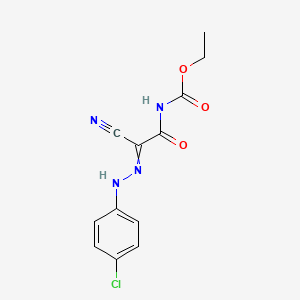 molecular formula C12H11ClN4O3 B11725894 Ethyl N-{[2-(4-chlorophenyl)hydrazin-1-ylidene](cyano)carbonyl}carbamate 