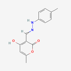 4-hydroxy-6-methyl-3-{[2-(4-methylphenyl)hydrazin-1-ylidene]methyl}-2H-pyran-2-one