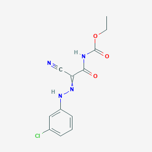 molecular formula C12H11ClN4O3 B11726228 ethyl N-{[2-(3-chlorophenyl)hydrazin-1-ylidene](cyano)carbonyl}carbamate 