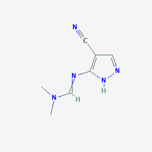 molecular formula C7H9N5 B11726255 N'-(4-cyano-1H-pyrazol-5-yl)-N,N-dimethylmethanimidamide 