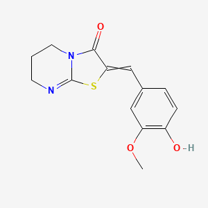 molecular formula C14H14N2O3S B11726297 2-[(4-hydroxy-3-methoxyphenyl)methylidene]-6,7-dihydro-5H-[1,3]thiazolo[3,2-a]pyrimidin-3-one 