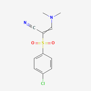 molecular formula C11H11ClN2O2S B11726302 2-(4-Chlorobenzenesulfonyl)-3-(dimethylamino)prop-2-enenitrile 