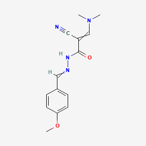 molecular formula C14H16N4O2 B11726367 2-cyano-3-(dimethylamino)-N'-[(4-methoxyphenyl)methylidene]prop-2-enehydrazide 