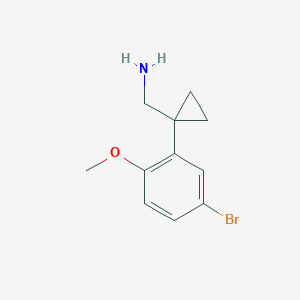 molecular formula C11H14BrNO B11726496 1-(5-Bromo-2-methoxyphenyl)cyclopropanemethanamine 