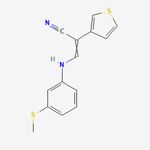 3-{[3-(Methylsulfanyl)phenyl]amino}-2-(thiophen-3-YL)prop-2-enenitrile