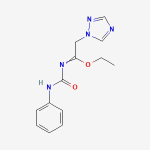 molecular formula C13H15N5O2 B11726618 3-[1-ethoxy-2-(1H-1,2,4-triazol-1-yl)ethylidene]-1-phenylurea 