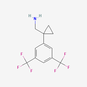 molecular formula C12H11F6N B11726624 1-[3,5-Bis(trifluoromethyl)phenyl]cyclopropanemethanamine 