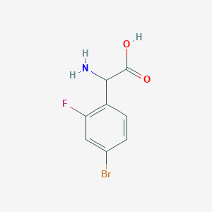 molecular formula C8H7BrFNO2 B11726632 2-Amino-2-(4-bromo-2-fluorophenyl)acetic acid CAS No. 500696-05-9