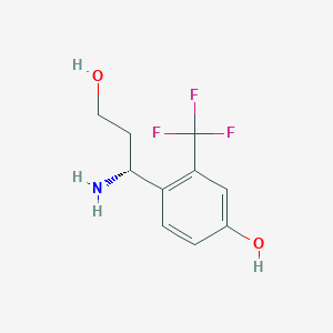 molecular formula C10H12F3NO2 B11726642 4-((1R)-1-amino-3-hydroxypropyl)-3-(trifluoromethyl)phenol 