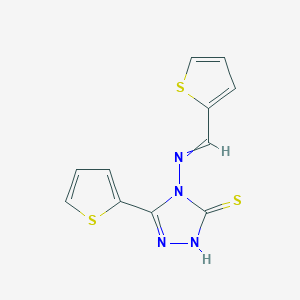 molecular formula C11H8N4S3 B11726670 3-thiophen-2-yl-4-(thiophen-2-ylmethylideneamino)-1H-1,2,4-triazole-5-thione 