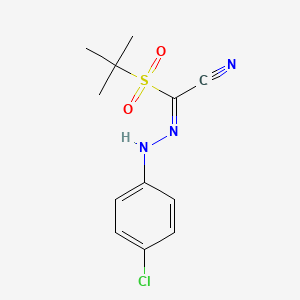 (E)-N-(4-chlorophenyl)-1-(2-methylpropane-2-sulfonyl)methanecarbohydrazonoyl cyanide