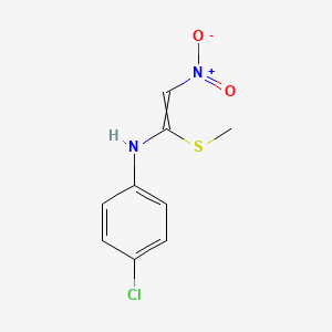 molecular formula C9H9ClN2O2S B11726944 Benzenamine, 4-chloro-N-[1-(methylthio)-2-nitroethenyl]- CAS No. 62390-81-2