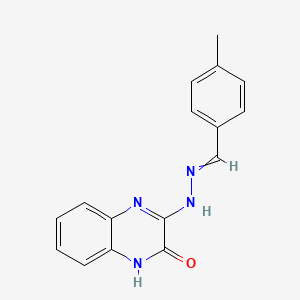 molecular formula C16H14N4O B11726997 3-{2-[(4-Methylphenyl)methylidene]hydrazin-1-yl}-1,2-dihydroquinoxalin-2-one 