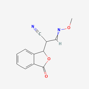 molecular formula C12H10N2O3 B11727005 3-(Methoxyimino)-2-(3-oxo-1,3-dihydro-2-benzofuran-1-yl)propanenitrile 