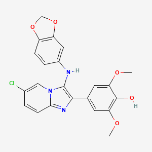 molecular formula C22H18ClN3O5 B1172707 4-[3-(1,3-Benzodioxol-5-ylamino)-6-chloroimidazo[1,2-a]pyridin-2-yl]-2,6-dimethoxyphenol 