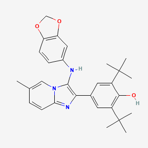 4-[3-(1,3-Benzodioxol-5-ylamino)-6-methylimidazo[1,2-a]pyridin-2-yl]-2,6-di-tert-butylphenol