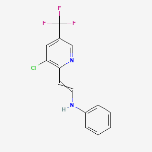 molecular formula C14H10ClF3N2 B11727213 N-{2-[3-chloro-5-(trifluoromethyl)pyridin-2-yl]ethenyl}aniline 