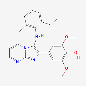 molecular formula C23H24N4O3 B1172724 4-[3-(2-Ethyl-6-methylanilino)imidazo[1,2-a]pyrimidin-2-yl]-2,6-dimethoxyphenol 
