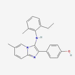4-[3-(2-Ethyl-6-methylanilino)-6-methylimidazo[1,2-a]pyridin-2-yl]phenol