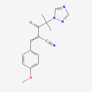 molecular formula C16H16N4O2 B11727251 2-[(4-methoxyphenyl)methylidene]-4-methyl-3-oxo-4-(1H-1,2,4-triazol-1-yl)pentanenitrile 