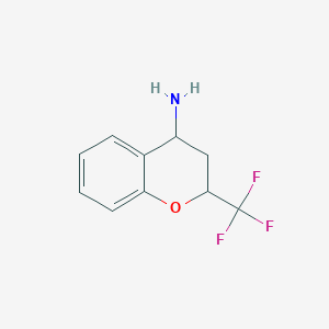 molecular formula C10H10F3NO B11727261 2-(trifluoromethyl)-3,4-dihydro-2H-chromen-4-amine 