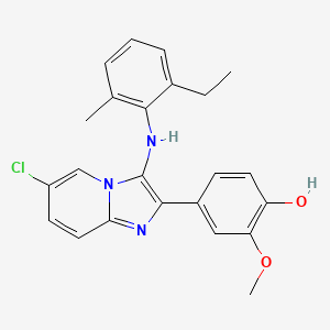 molecular formula C23H22ClN3O2 B1172727 4-[6-Chloro-3-(2-ethyl-6-methylanilino)imidazo[1,2-a]pyridin-2-yl]-2-methoxyphenol 