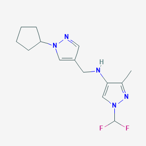 molecular formula C14H19F2N5 B11727374 N-[(1-cyclopentyl-1H-pyrazol-4-yl)methyl]-1-(difluoromethyl)-3-methyl-1H-pyrazol-4-amine CAS No. 1856019-43-6