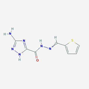 molecular formula C8H8N6OS B11727398 5-amino-N'-[(thiophen-2-yl)methylidene]-1H-1,2,4-triazole-3-carbohydrazide 