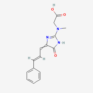 molecular formula C15H15N3O3 B11727413 2-[methyl({5-oxo-4-[(2E)-3-phenylprop-2-en-1-ylidene]-4,5-dihydro-1H-imidazol-2-yl})amino]acetic acid 