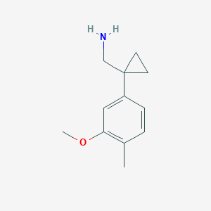 molecular formula C12H17NO B11727455 1-(3-Methoxy-4-methylphenyl)cyclopropanemethanamine 