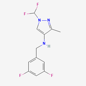 molecular formula C12H11F4N3 B11727495 1-(difluoromethyl)-N-[(3,5-difluorophenyl)methyl]-3-methyl-1H-pyrazol-4-amine 