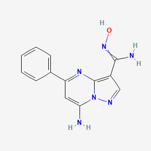 molecular formula C13H12N6O B11727547 7-amino-N-hydroxy-5-phenylpyrazolo[1,5-a]pyrimidine-3-carboximidamide 