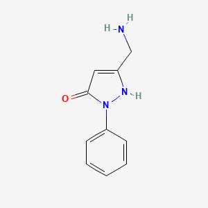 molecular formula C10H11N3O B11727560 5-(aminomethyl)-2-phenyl-1,2-dihydro-3H-pyrazol-3-one 