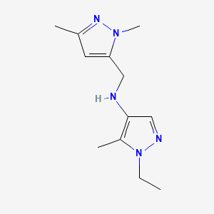 molecular formula C12H19N5 B11727628 N-[(1,3-dimethyl-1H-pyrazol-5-yl)methyl]-1-ethyl-5-methyl-1H-pyrazol-4-amine 