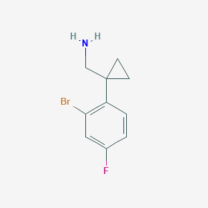 molecular formula C10H11BrFN B11727642 1-(2-Bromo-4-fluorophenyl)cyclopropanemethanamine 