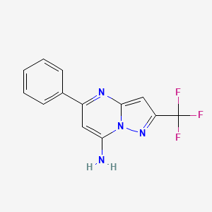 molecular formula C13H9F3N4 B11727651 5-Phenyl-2-(trifluoromethyl)pyrazolo[1,5-a]pyrimidin-7-amine 